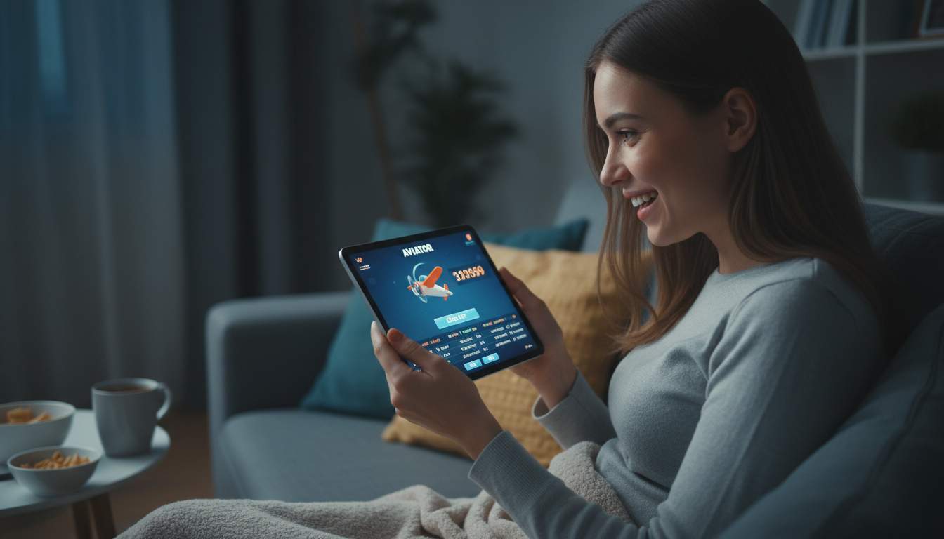 Woman playing Aviator game