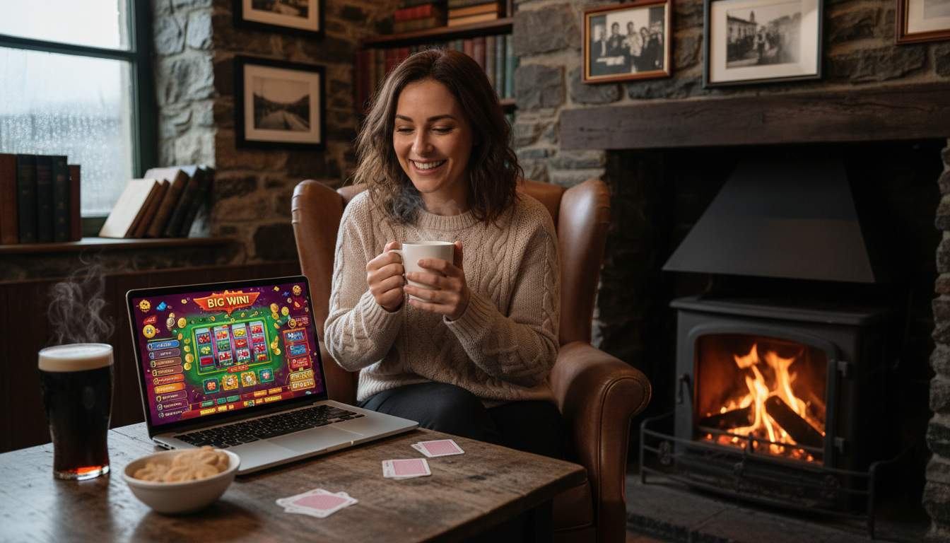 Woman enjoying casino games online